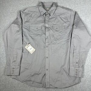 Blue Ranchwear Men's Large Heavy Twill Pearl Snap‎ Western Long Sleeve Workwear